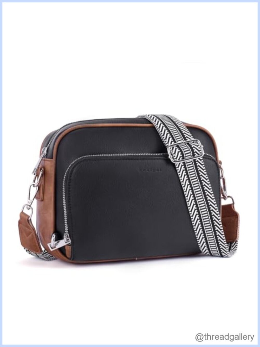 Vegan Leather Anti Theft Crossbody Bag Built In RFID Wallet Guitar Strap
